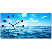 Tulup Wanduhr aus Glas – 60x30 cm - Glasbild - Glasuhr - Gehärtetes Glas - schwarze-zeiger - Meerwasser