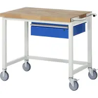 RAU Werkbank Serie 8000, fahrbar, mit Hängeschublade, B 1000 x T 700 x H 880 mm