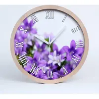 Tulup Holzuhr 30fi cm wanduhr - weiße Spitzen - lila Glocken