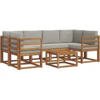 vidaXL Outdoor-Sofagarnitur 7 stk. Natürlich und Hellgrau