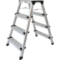 Lemodo Klappbare Leiter 4 Stufen, Trittleiter aus Aluminium, Treppenleiter bis 150kg belastbar