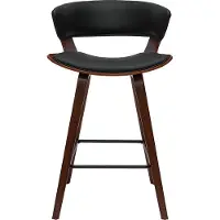 Miliboo - Design-Barhocker schwarz und dunkles Holz H 65 cm SYRAH