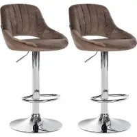 CLP 2er Set Barhocker Milet Samt, Farbe:braun, Material Gestell:Metall in Chromoptik