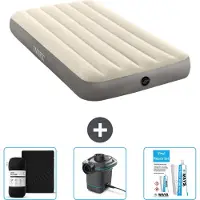 Intex Luftbett – 1 Person – 99 x 191 x 25 cm – Beige – im Lieferumfang enthalten Spannbettuch - Pumpe en Reperaturset