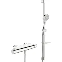 Hansa HANSAOPTIMA Duscharmatur, Thermostat, inklusive Brausestangengarnitur, chrom, 48130331