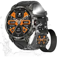Valdus Herren Smartwatch 1,8 Zoll Robust Fitness-Tracker mit Telefonfunktion, Bluetooth-Anruf, Herzfrequenz, Android/iOS, Luxus Armbanduhr – Schwarz