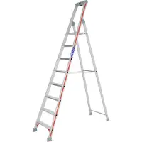 Hymer Stufenstehleiter mit Plattform, einseitig begehbar, 8 Stufen, senkr. Höhe 2,40 m, Reichhöhe 3,80 m, Gewicht 7,9 kg
