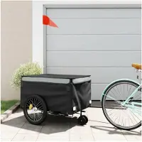Markenlos Fahrradanhänger in Schwarz und Grau, 45 kg, Eisen, für Outdoor-Aktivitäten und Radsport