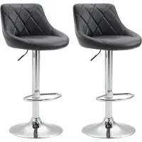 TPFLiving 2er Set Barhocker Lazius Gestell Metall in Chromoptik Kunstleder Schwarz