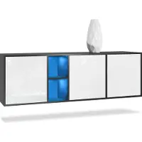 Vladon Kommode Cuba, Germany, Schwarz matt/Weiß Hochglanz - Modernes Sideboard für Ihr Wohnbereich - (BxHxT) 182x53x35 cm