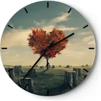 ARTTOR Wanduhr - Rund - Glasuhr - Baum Natur Wiese - 30x30cm - Schleichendes Uhrwerk - Lautlos - zum Aufhängen bereit - Dekoration Modern - Wanddekoration aus Glas - C3AR30x30-3751