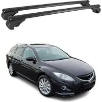 Omac Dachträger für Mazda 6 Sport Kombi 2007-2013 Gepäckträger Aluminium Schwarz 2x