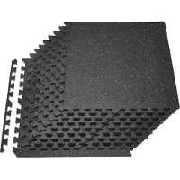 Vevor 12 x Puzzlematte Bodenschutzmatte 610 x 610 x 14 mm, Hochdichte EVA-Schaumstoffmatte, Ineinandergreifende Fitnessmatte Gymnastikmatte Sportmatte, Trainingsmatte (Schwarz) mit Weißen Punkten