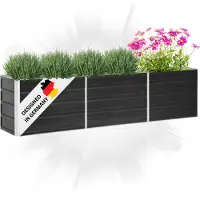 DELUKE Hochbeet für Garten OSKAR Anthrazit | 240x40x45cm | Verzinkter Stahl | Wetterfest | Gartenbeet Kräuterbeet Blumenbeet Beet hoch Frühbeet für Garten Gemüsebeet