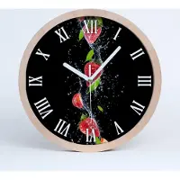 Tulup Holzuhr 25fi cm wanduhr - weiße Spitzen - Erdbeeren und Wasser