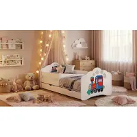 Happy Babies Kinderbett Mobi - Mit Matratze & Schublade und Rausfallschutz, 80x160, Mädchen Kinderbetten & Jugendbett Jungen Kids Bed ( NR 63)