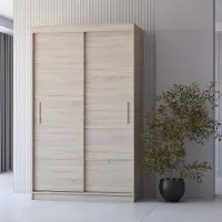 FABRYKA MEBLI IDŹCZAK Schwebetürenschrank Kleiderschrank Schrank Garderobe Spiegel Neomi 06 (Sonoma/Sonoma) 120cm