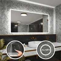 Alasta Rechteckiger Badspiegel mit LED Beleuchtung und Touch-Schalter - Boston - 150 cm,70 cm