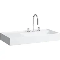 Laufen Kartell Waschtisch, unterbaufähig, Ablage links, 1 Hahnloch, ohne Überlauf, 900x460mm, H8103394001111, Farbe: Weiß mit LCC