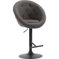 DELUKE Barhocker PENOR - Stoff Dunkelgrau 65x57x107 cm Schwarz | Barstuhl Höhenverstellbar Mit Lehne Drehbar Tresenhocker Tresenstuhl Kneipenhocker