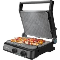 Cecotec Rock’nGrill 2200 Dual, Schwarz, Kunststoff, Edelstahl, Rechteckig, Drehregler, Rost, 300 x 230 mm