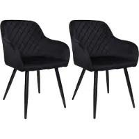 Albatros Esszimmerstühle 2er Set SALO, Schwarz - Modern und Stilvoll, bequemer Polsterstuhl - Eleganter Küchenstuhl, Stuhl Esszimmer oder Esstisch Stuhl im Retro-Look