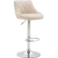 DELUKE Barhocker FALON - Kunstleder Creme 46x49x83 cm Silber | Barstuhl Mit Lehne Drehbar Tresenhocker Tresenstuhl Kneipenhocker Kneipenstuhl