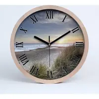 Tulup Holzuhr 30fi cm wanduhr - schwarze Spitzen - Dünen Sonnenuntergang und Sand