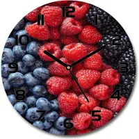 Tulup Wanduhr aus Glas 30fi Glasbild Glasuhr Gehärtetes Glas - schwarze-zeiger - Forest fruits