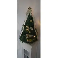 Best Season LED Weihnachtsbaum | grün/gold | Weihnachtsdeko | 50 cm | Kunststoff | Lichterkette | batteriebetrieben | warmes Licht