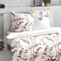 TRAUMSCHLAF Biber Bettwäsche Guildford lila 160x210 cm + 65x100 cm