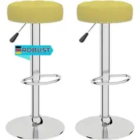 DELUKE Barhocker KENTR höhenverstellbar 2er Set Grün Stoff | Barstühle drehbar Küchenhocker Thekenhocker für Küche Hausbar