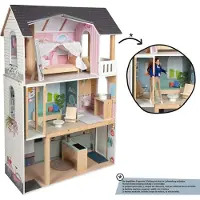 Small Foot Puppenhaus Traumvilla XL mit Möbeln, für alle Modepuppen bis 30 cm, 3 Etagen mit Aufzug, Holz, ab 3 Jahre, 12730