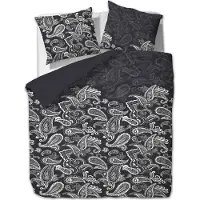 Etérea Himmlische Qualität etérea Microfaser Bettwäsche 155x220 cm + 80x80 cm Paisley Life Schwarz