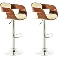 CLP 2er Set Barhocker Kingston Kunstleder drehbar mit Höhenverstellung walnuss/creme