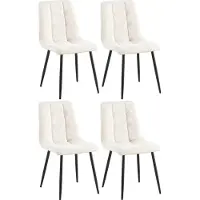 DELUKE 4er Set Esszimmerstuhl FIGAD - Cord Creme 45x55x84 cm | Essstühle Esszimmerstühle Küchenstühle Wohnzimmerstühle
