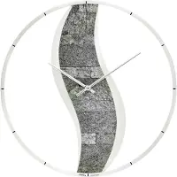 AMS W9646 Wanduhr mit silberlackiertem Holzgehäuse und Steinauflage