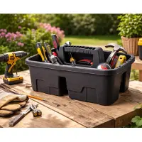 Mojawo Werkzeugkiste Anglerkiste Aufbewahrungsbox Henkel 30x39xH17cm Schwarz