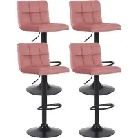 DELUKE 4er Set Barhocker RIVAN - Samt Pink 40x40x85 cm | Barstuhl Mit Lehne Drehbar Tresenhocker Tresenstuhl Kneipenhocker Kneipenstuhl