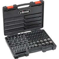 Vigor T+ Steckschlüsseleinsatz Satz V7920 1/4 Zoll (6,3 mm) Vierkant hohl, 3/8 Zoll (10 mm) Vierkant hohl, 1/2 Zoll (12,5 mm) Vierkant hohl