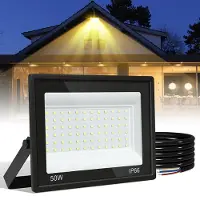 Vigevee LED Strahler Außen 50W, IP66 LED Fluter 120°, Warmweiß 3000K, 1m Kabel ohne Stecker, 1er Set