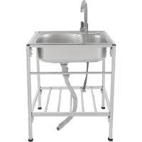 StarTech.com Edelstahl Spülbecken - Einzelbecken - 60×45×15 cm - 304 gebürstet - Mit Armatur - Schwenkbarer Auslauf - Schneller Ablauf - 1-Loch