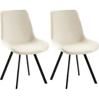 CLP 2er Set Esszimmerstuhl Lewes Samtbezug 360 Grad drehbar und gepolstert creme