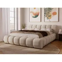 GRAINGOLD Polsterbett Doria 140x200 - Bett 140x200, Polsterbett mit Bettkasten und Lattenrost - Beige (Komodo 7371)