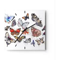 ARTTOR Wanduhr - Quadrat - Glasuhr - Schmetterlinge Illustration Bunt Flügel - 40x40cm - Schleichendes Uhrwerk - Lautlos - zum Aufhängen bereit - Dekoration Modern - Wanddekoration aus Glas - C3AC40x40-2916