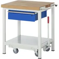 RAU Werkbank Serie 8001, fahrbar, absenkbar, Schublade, B 750 x T 700 x H 880 mm