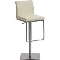 DELUKE Barhocker CARIN - Kunstleder Creme 42x44x86 cm Silber | Barstuhl Höhenverstellbar Mit Lehne Drehbar Tresenhocker Tresenstuhl Kneipenhocker