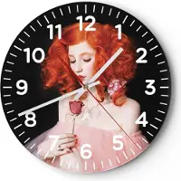 ARTTOR Wanduhr - Rund - Glasuhr - Erz Frau Rose - 40x40cm - Schleichendes Uhrwerk - Lautlos - zum Aufhängen bereit - Dekoration Modern - Wanddekoration aus Glas - C4AR40x40-4369