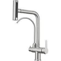 OEM Wasserfall-Wasserhahn, flexibler Auslauf, Doppelgriff-Design, Edelstahl, Bürstet