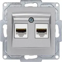 Gunsan Visage Datenbuchse 2-fach CAT5e Internet Netzwerk Unterputz Silber